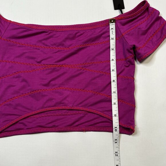 HOUSE OF HARLOW REVOLVE Off the Shoulder Crop Top size Small Pink Embroidered - Picture 4 of 10